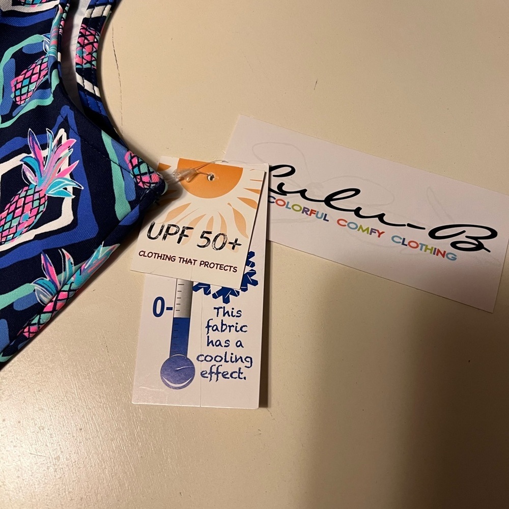 Lulu-B Pineapple Print Sleeveless Quarter-Zip Top UPF 50+ Cooling Fabric XL NWT - Picture 6 of 9